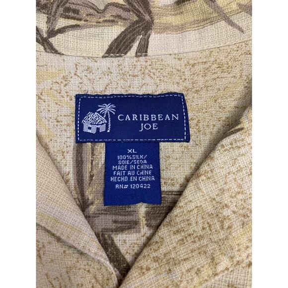 CARIBBEAN JOE Men’s 100% Silk Short Sleeve Button Down Shirt / Size: XL - Picture 3 of 7